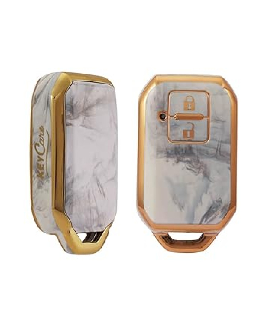 Keycare TPU Key Cover Compatible for Glanza, Urban Cruiser Hyryder Smart Key | TP05 Marble Finish